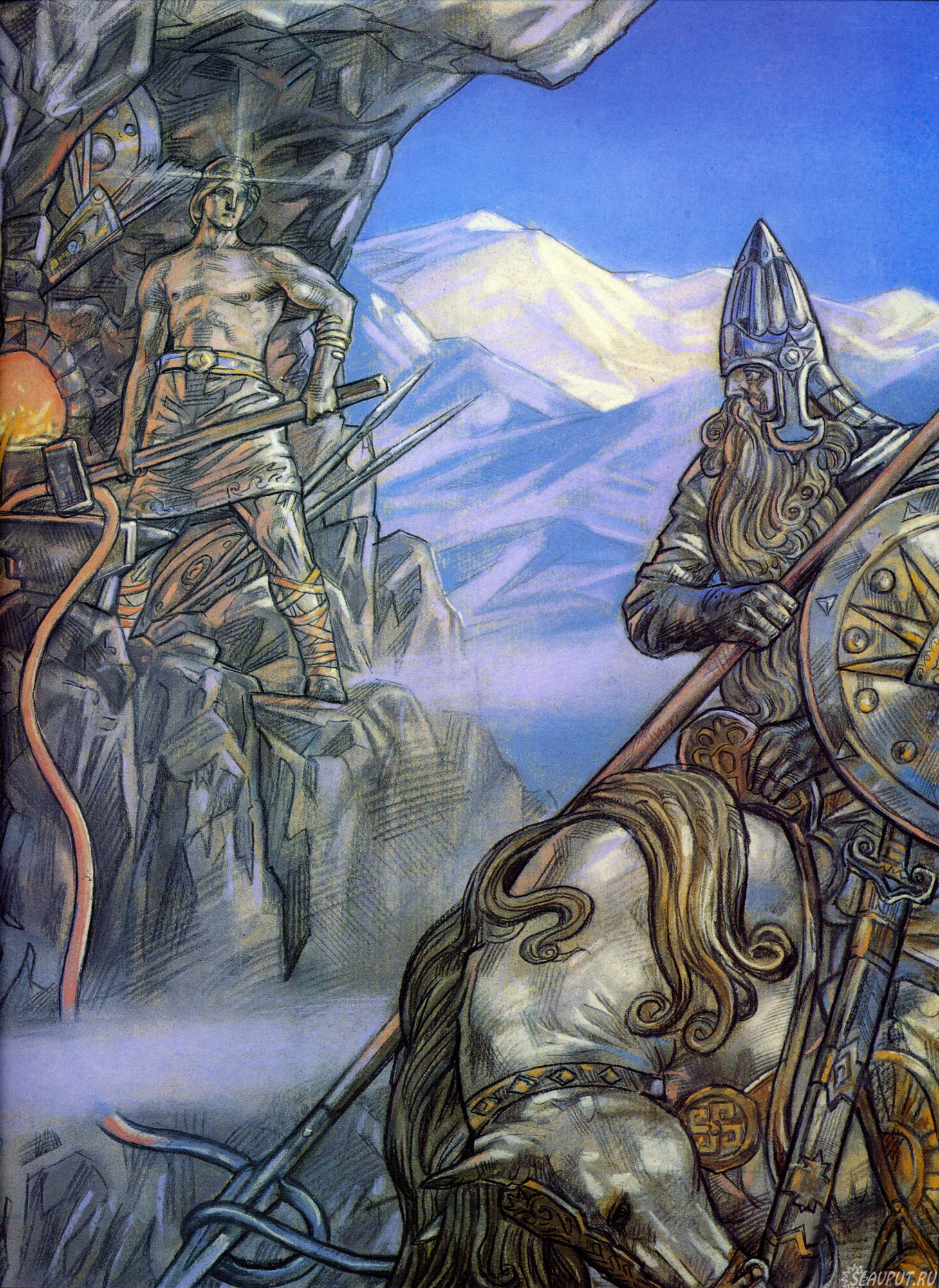 "Svjatogor e il fabbro del destino" - Illustrazione di Andrej Klimenko